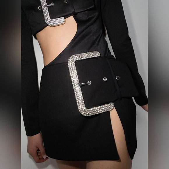 NWT 2022 BUCKLE RHINESTONE BELT MINI SKIRT BLOGGERS FAVORITE 😍 ♥️ - Picture 3 of 13